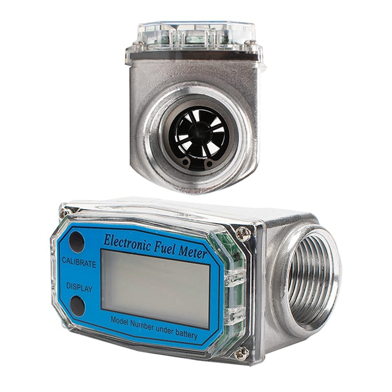 1.5 Inch Digital Turbine Flow Meter LCD Display Fuel Water Flow Meter, Flowmeter for Diesel Kerosene Gasoline Water. 