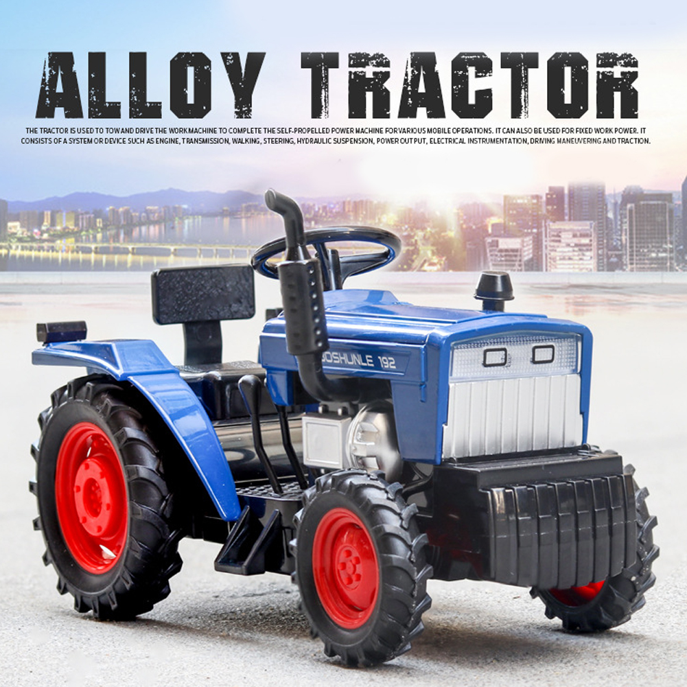 1:32 Simulation Farm Tractor Car Model Light Sound Effect Doors Open Alloy Pull Back Auto Toy Gift Collection. 