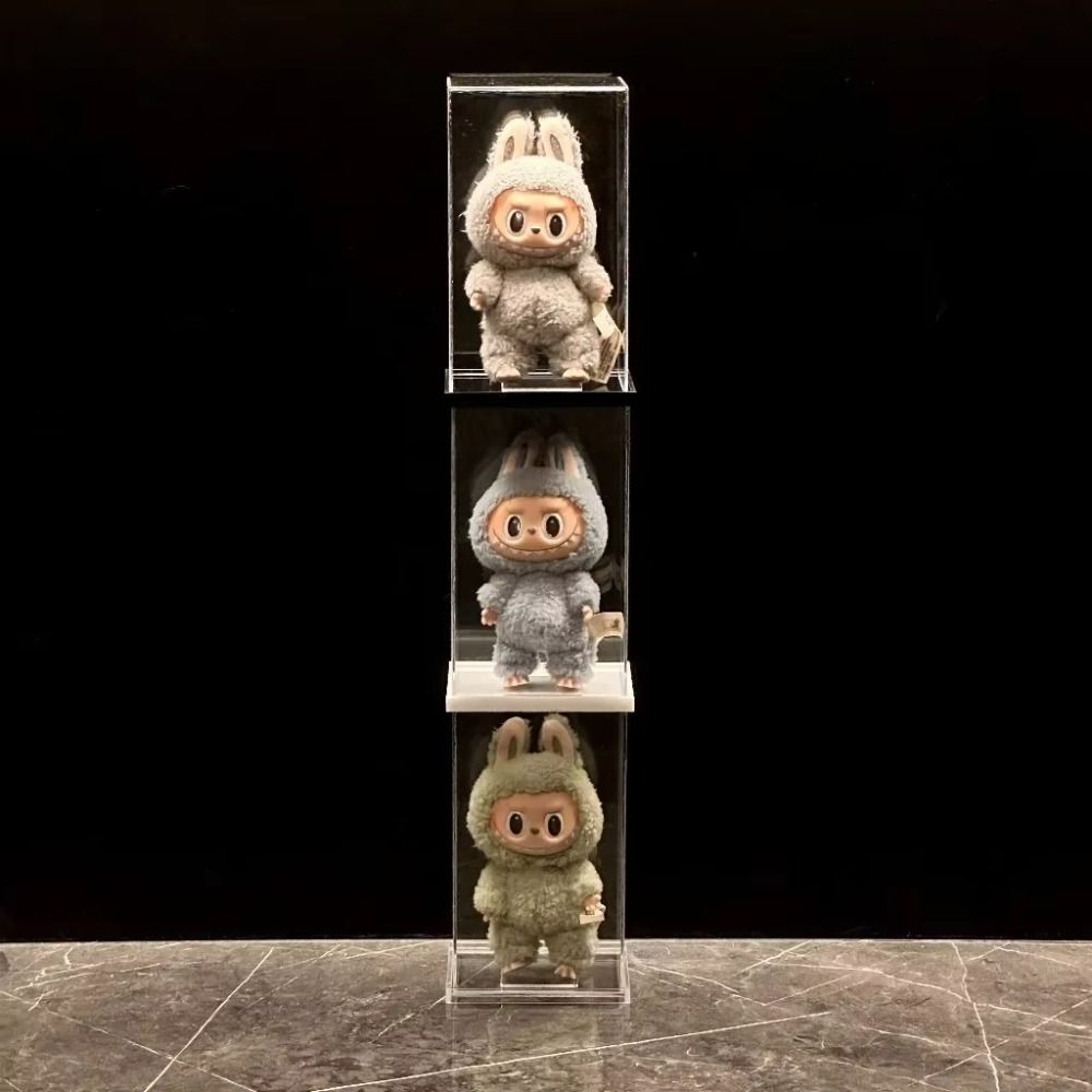 House Scene Dolls Transparent Labubu Doll Storage Case Large Capacity DIY Hand-made LABUBU Display Box Acrylic Clear Popmart Display Stand Studio. 