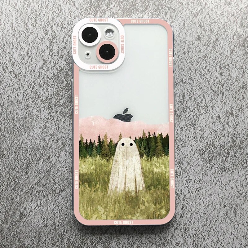 Cute Cartoon Ghost Phone Case For Xiaomi Redmi Note 12 11 Pro Plus 5G 11S 11E 10S 10 9S 9 Redmi 10C Transparent Shockproof Cover