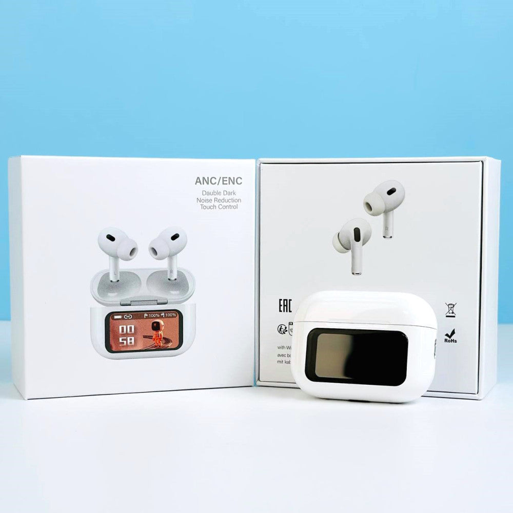 App Version A9 Pro Touch Screen Display Airpods with ANC ENC TWS Earbuds iOS and Android App Supported Airpods Fere Fit App. 