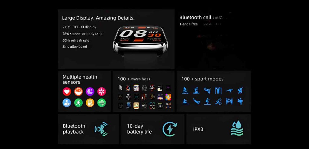 QCY Watch GS Bluetooth Calling Smartwatch. 