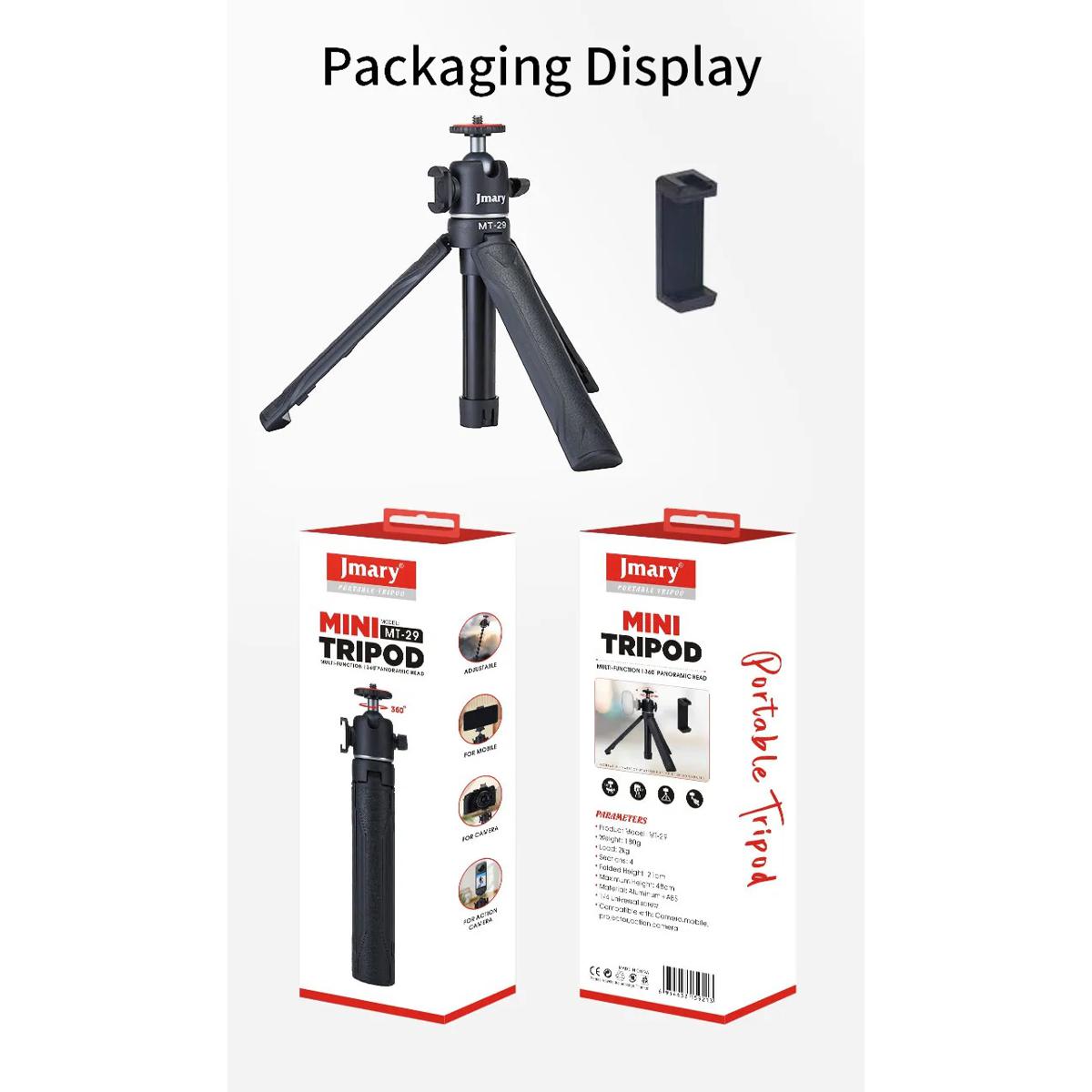 Jmary MT29 Desktop Extension Tripod Multifunction Interface universal Compatibility - Black