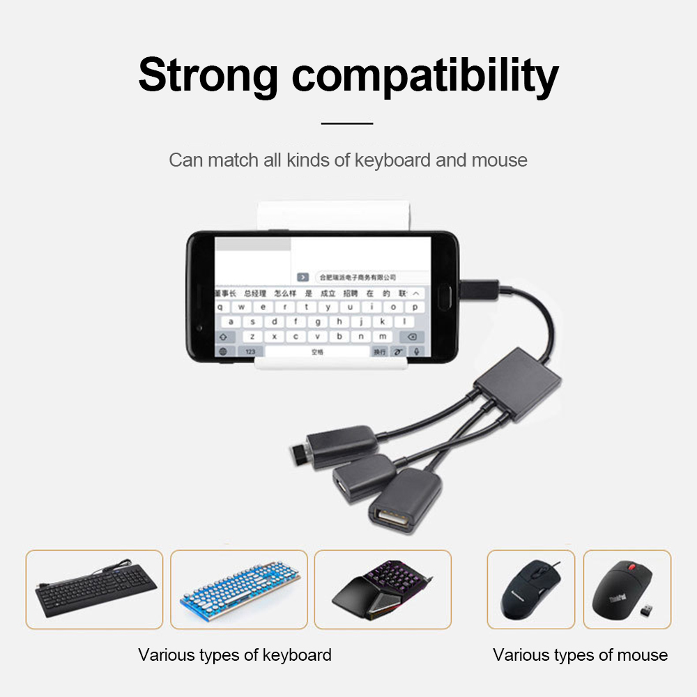 3 in1 Micro OTG USB Port Game Mouse Keyboard Adapter Cable. 