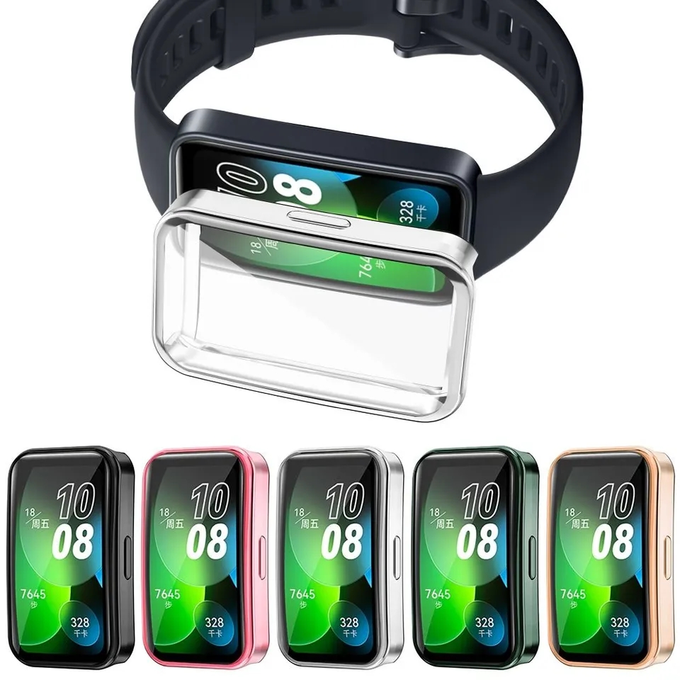 Screen Protector For Huawei Band 8 Full Cover TPU Soft Glass Plated Frame  Shell Case For Huawei Band 7 8 6 Honor Band 6 Case