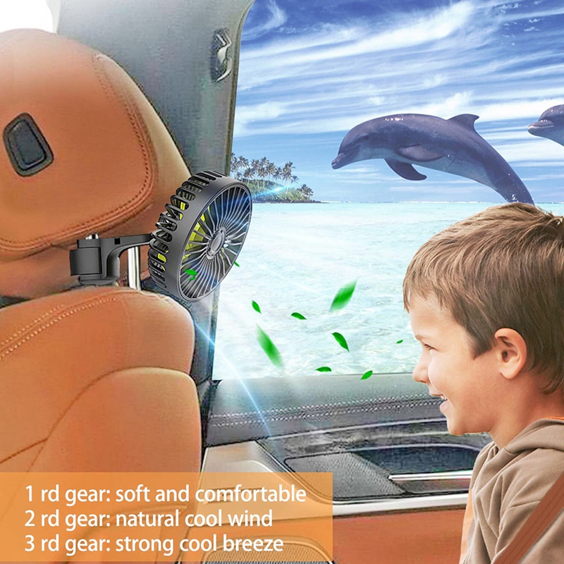 【Xiaofeng】Car Fan, UB Backeat Auto Rear eat Fan 3. 
