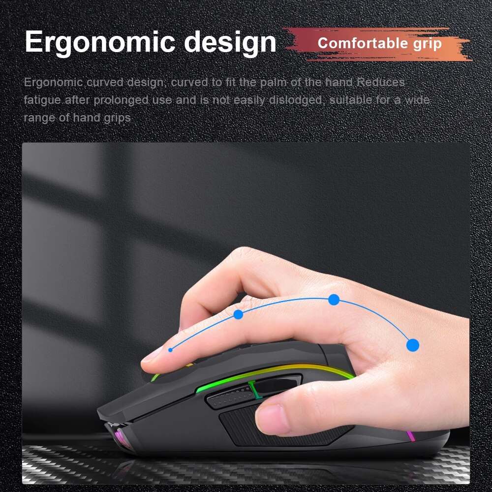 REDRAGON Lonewolf G105 RGB USB Wired Gaming Mouse 8000 DPI 8 buttons mice Programmable ergonomic For Computer Laptop PC Gamer. 