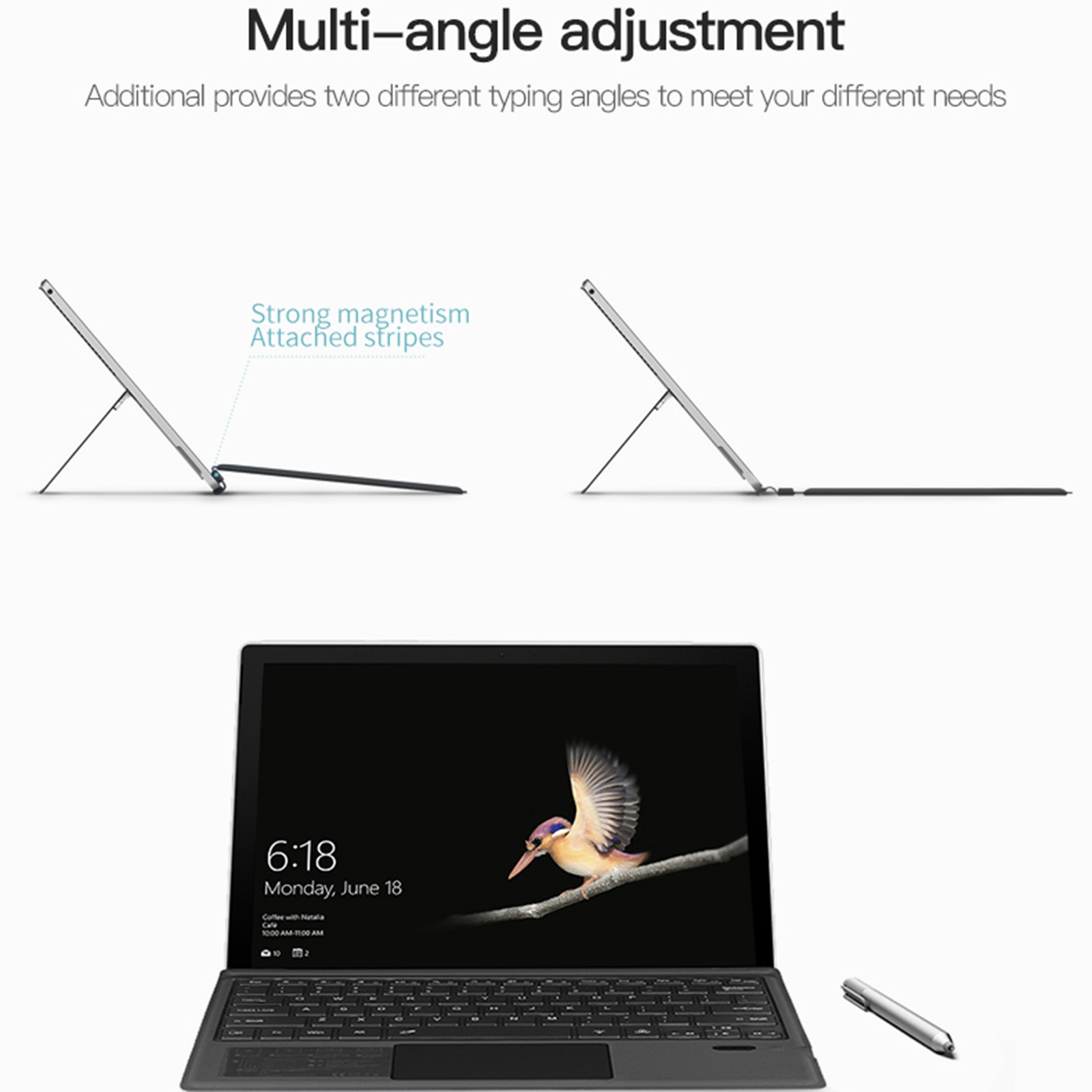 （COD)Magnetic Bluetooth Black Keyboard For Microsoft Surface Pro 3. 