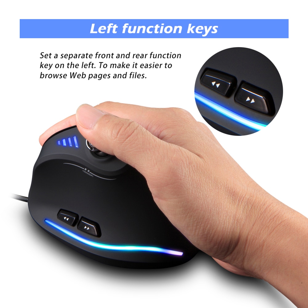 【FUPANG】ZELOTES C18 Vertical 10000DPI USB Wired RGB Optical Ergonomic Mouse Buttons Gaming Mause Desktop Laptop Gamer Mice