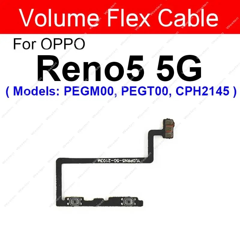 Power Volume Flex Cable For OPPO Reno 5 6 Pro Plus Pro+ 6 Lite 4G 5G Side Button Power Volume Flex Ribbon Replacement. 