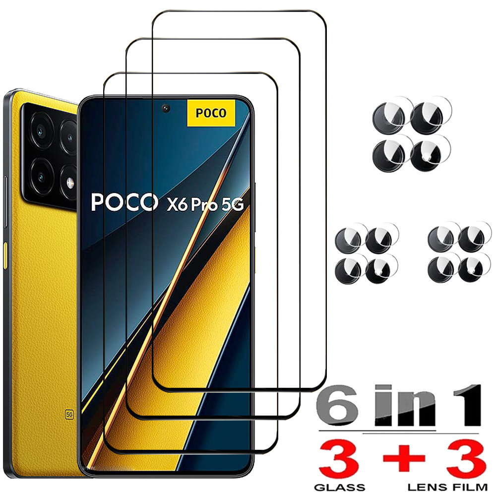 mica Poco X6 F6 Pro 5G Screen Protector Glass Little X6 X5 F5 Pro Pelicula de Vidro Temperado For Xiaomi Poco X6Pro Tempered Glass Camera Film Poko C65 M6 Pro Cristal PocoX6 Phone Front Glass