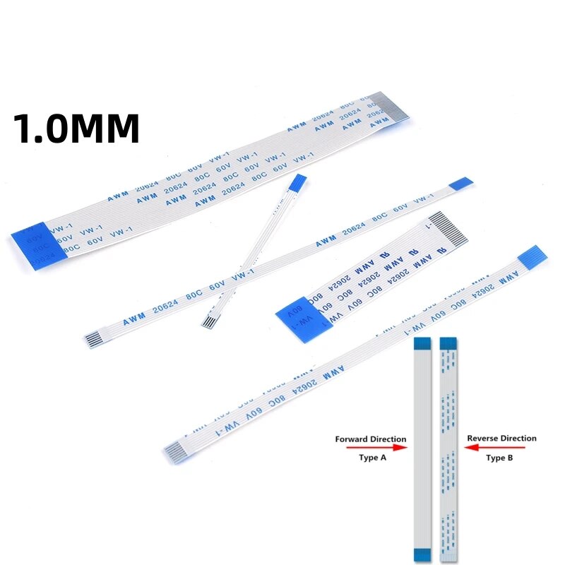 10PCS FPC/FFC Ribbon Flexible Flat Cable 24 26 30 32 34 40 Pin Pitch 0.5/1.0MM Wire Length 6/10/15/20/25/30/40CM Forward Reverse. 