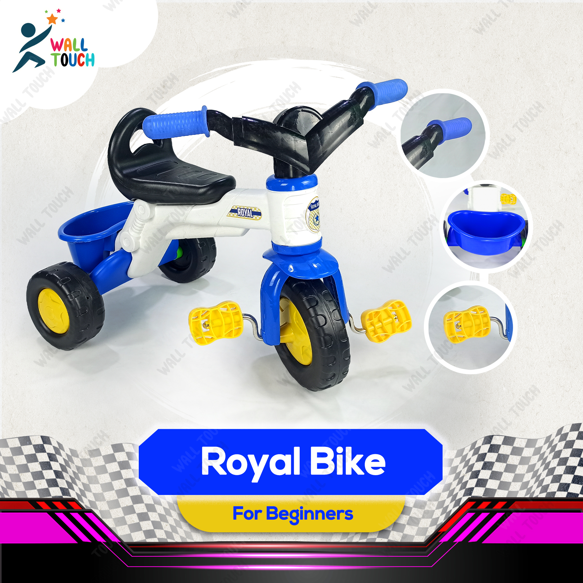 High Quality Royal Bike 3 Wheeler Ride on Tricycle for Children of 1-3 years,  Easy to Use And Maintain - Reliable and Durable. 