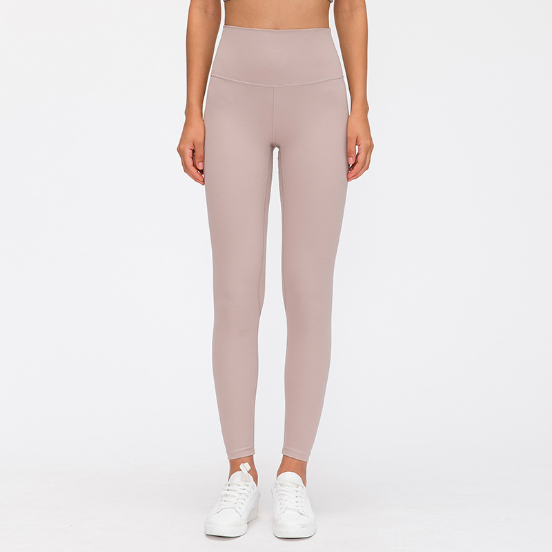 Nude yoga pants women's high waist hip lift running tight little feet cropped stretch brushed yoga clothes D19037
