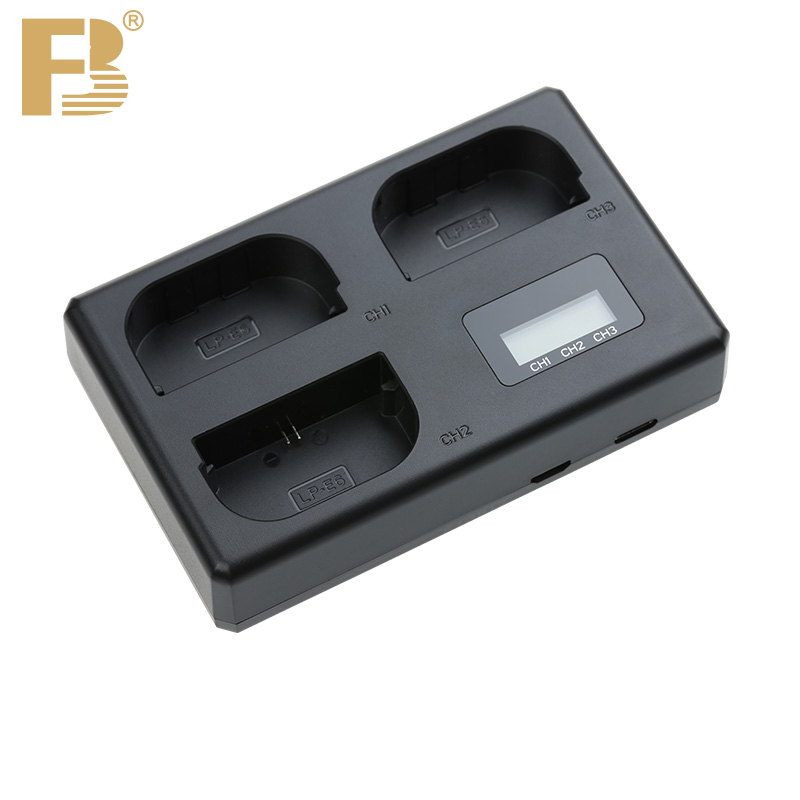 FB LP-E6 Battery Charger 3 Slot Charger for Canon EOS 5D Mark II III 50D 6D 60D 7D 70D 80D 90D 6D 7D 8D 5DS 5D3 Micro R5 R6 DSLR. 