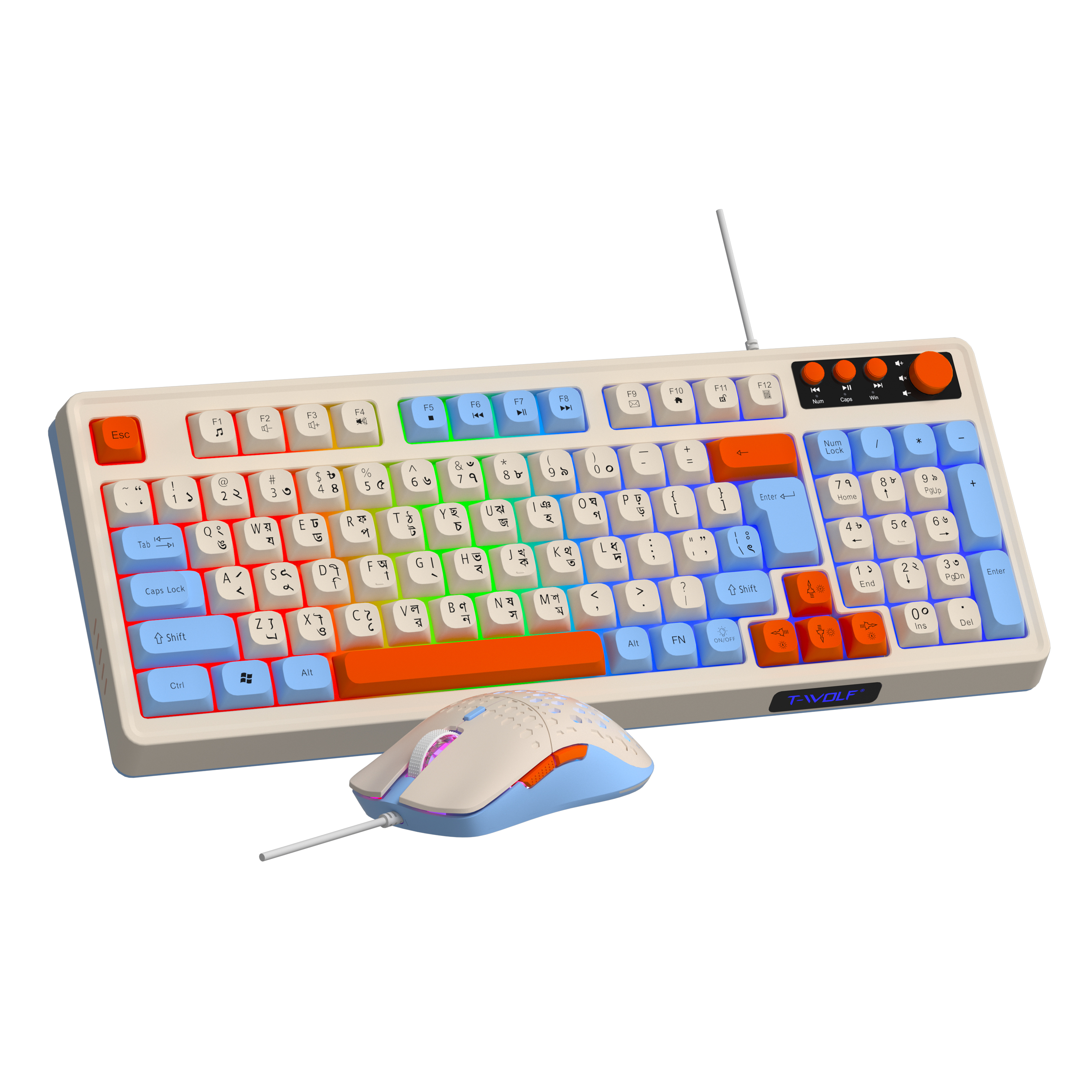 T-WOLF TF100 Wired Keyboard Mouse Gaming Combo