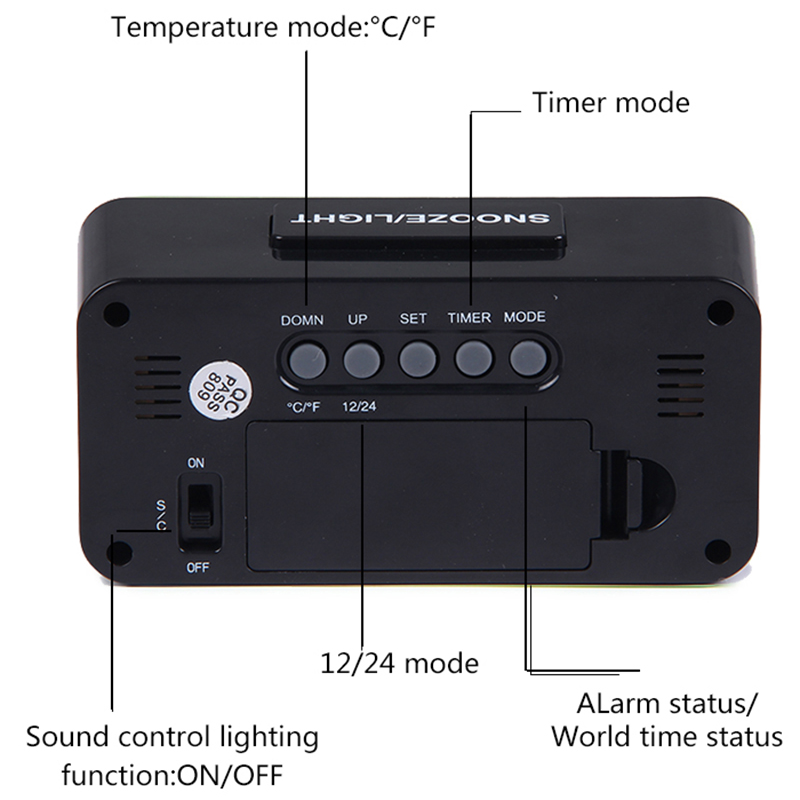 Digital Led Alarm Clocks Student Clocks With Week Snooze Thermometer Watch Electronic Table Calendar Lcd Desk Timer. 