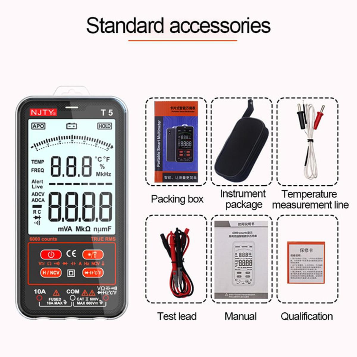 Digital Multimeter 9999 T-RMS 3.5"LCD Color Display DC Voltage Capacitance Ohm Diode multimetro NCV Hz Live wire Tester