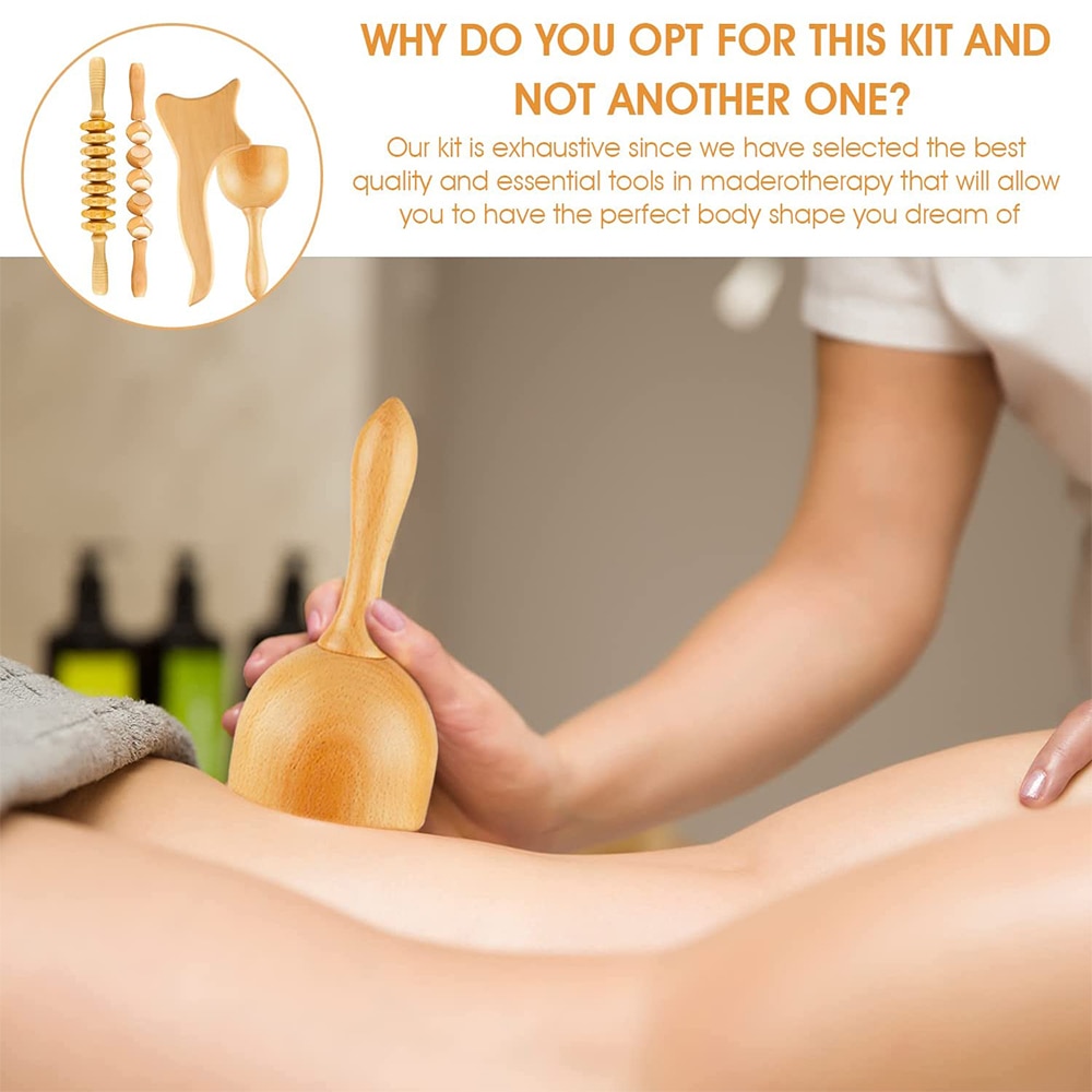 Tcare 1 Set Wooden Body Massage Tool Reflexology Acupuncture Thai Massage Rollers Therapy Meridians Scrap Lymphatic Health Care. 