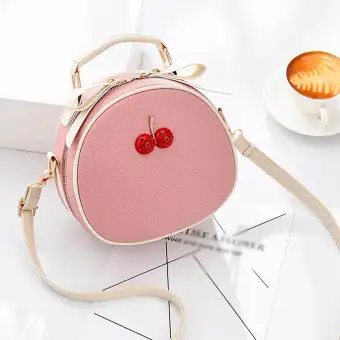 2019 New Style Fashion Women Contrast Color Cherry Leather Shoulder Bag Messenger Handbag
