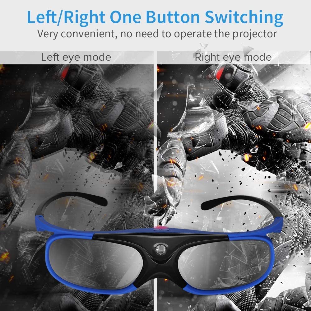 Active Shutter 96-144HZ Rechargeable 3D Glasses For BenQ Acer X118H P1502 X1123H H6517ABD H6510BD Optoma JmGo V8 XGIMI Projector. 