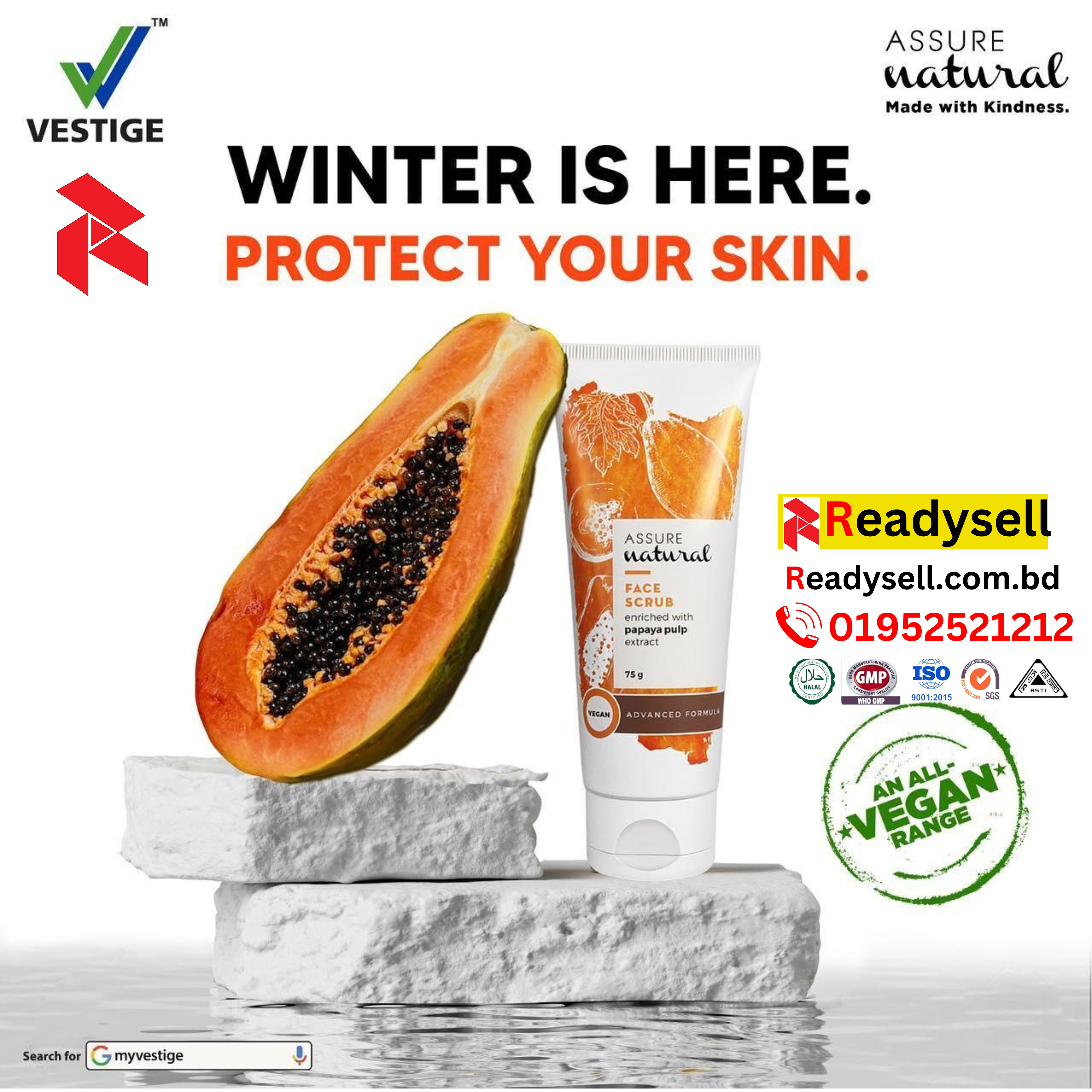 Assure Natural Face Scrub With Papaya Pulp Ext 75 G