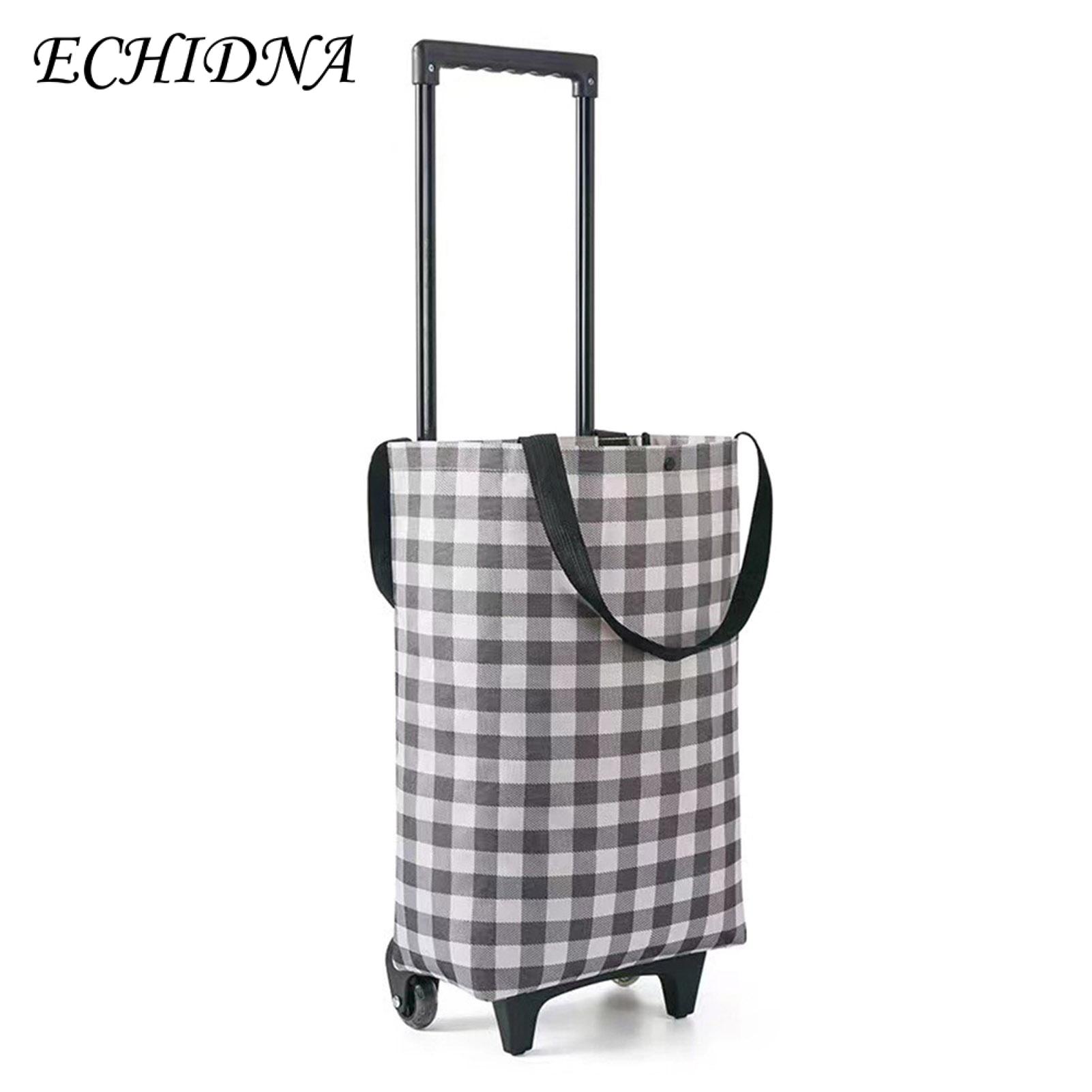 Portable Shopping Cart Portable Folding Grocery Cart with Wheels Waterproof Stair Climbing Trolley Bag for Easy Shopping Collapsible Rolling Cart for 2-in-1 Foldable Shopping Cart