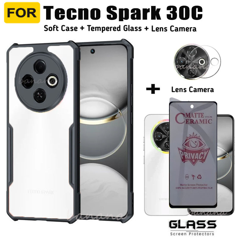 For Tecno Spark 30C Phone Case Spark 30C Spark Go 1 Go 2024 Anti-peeping Tempered Glass Screen Protector