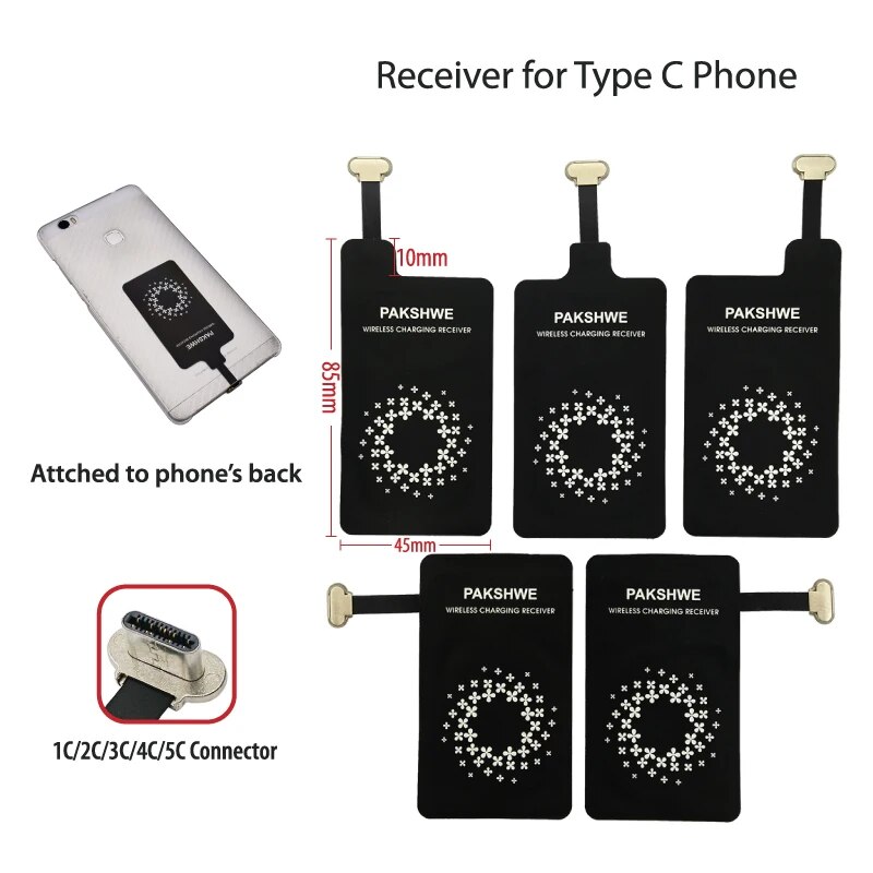 Android Qi Receiver Wireless Charger Adapter TI Solution Fast Charging for Huawei P9 All Micro-USB Type-C Phones. 