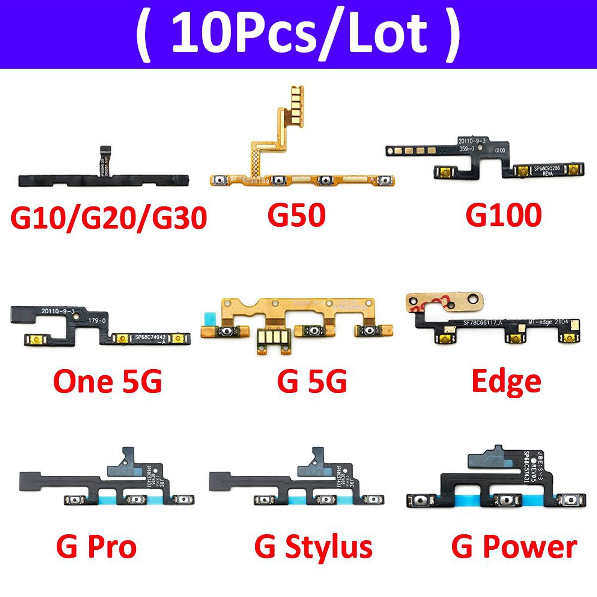 10Pcs Volume Button Power Switch On Off Button Flex Cable For Motorola MOTO G10 G20 G30 G50 G100 One G 5G Power Stylus Edge Pro