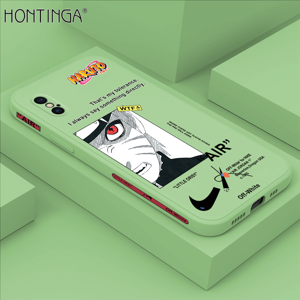 Hontinga for iPhone XS MAX Case Side Design New Anime Naruto for Boys Back Cover Soft Square Edge Pattern Liquid Silicone Trend Phone Cases. 