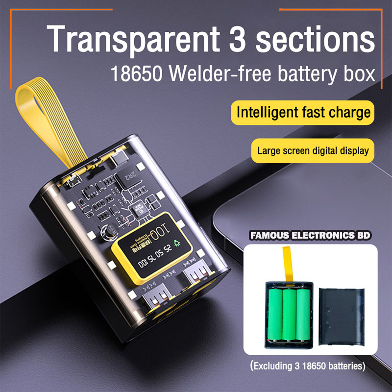 18650 Battery Charger Case Cool DIY Power Bank Box Fast Charging Case With Night Light Charging Power Bank Case. 