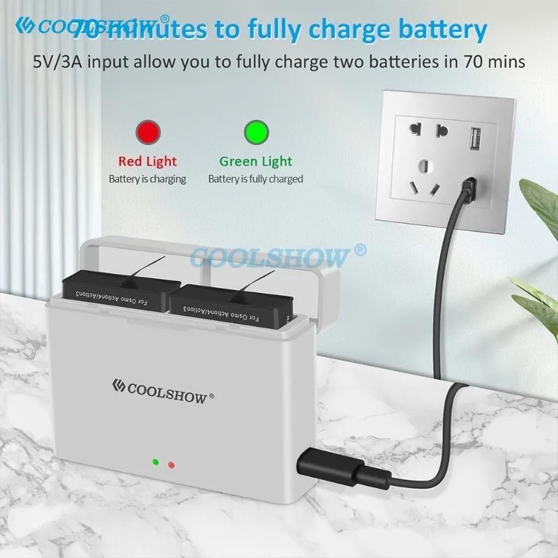 1800mah Battery For Osmo Action 4 / 3 Battery Charger Sports Camera Accessories For DJI OSMO Action 3 4 Batteries Box. 