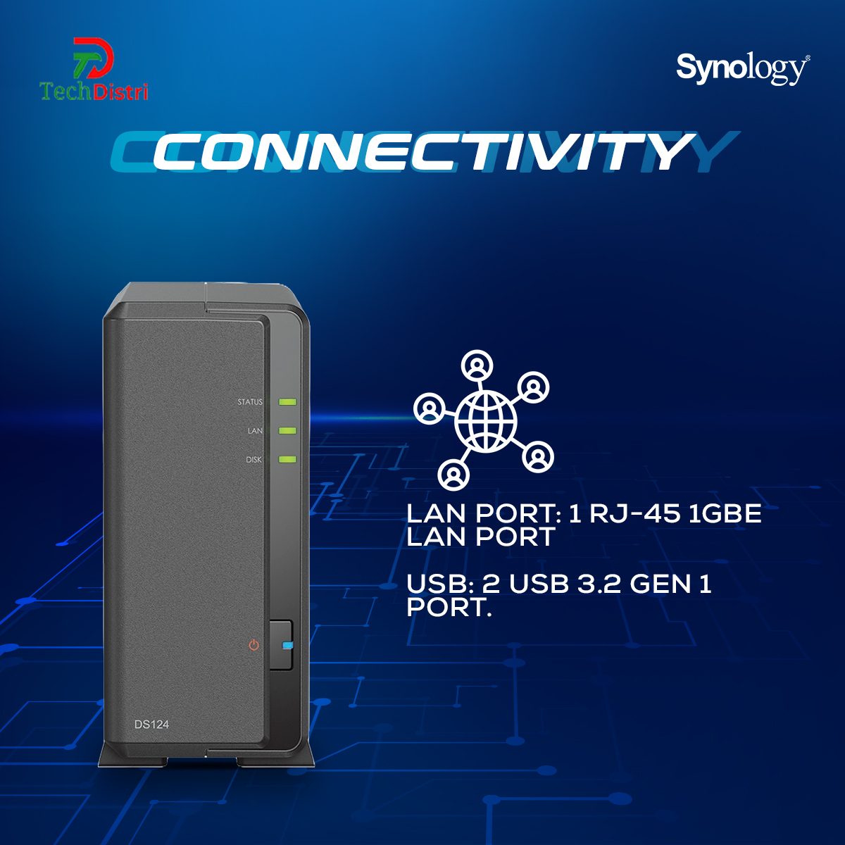 Synology DS124 NAS , 1-Bay DiskStation, Realtek RTD1619B , 64-bit, 4-core 1.7 GHz.. 
