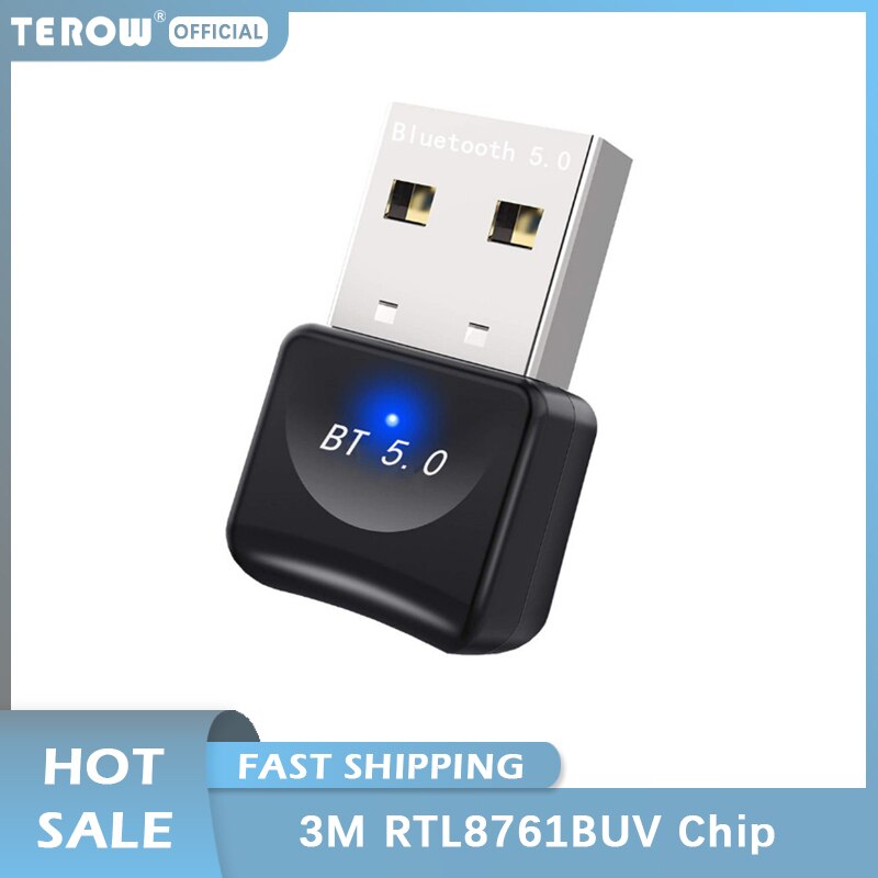 TEROW USB Bluetooth-compatible 5.0 Adapter USB2.0 3Mbps with RTL8761BUV Chip Transmitter Receiver Dongle for Laptop and Desktop. 