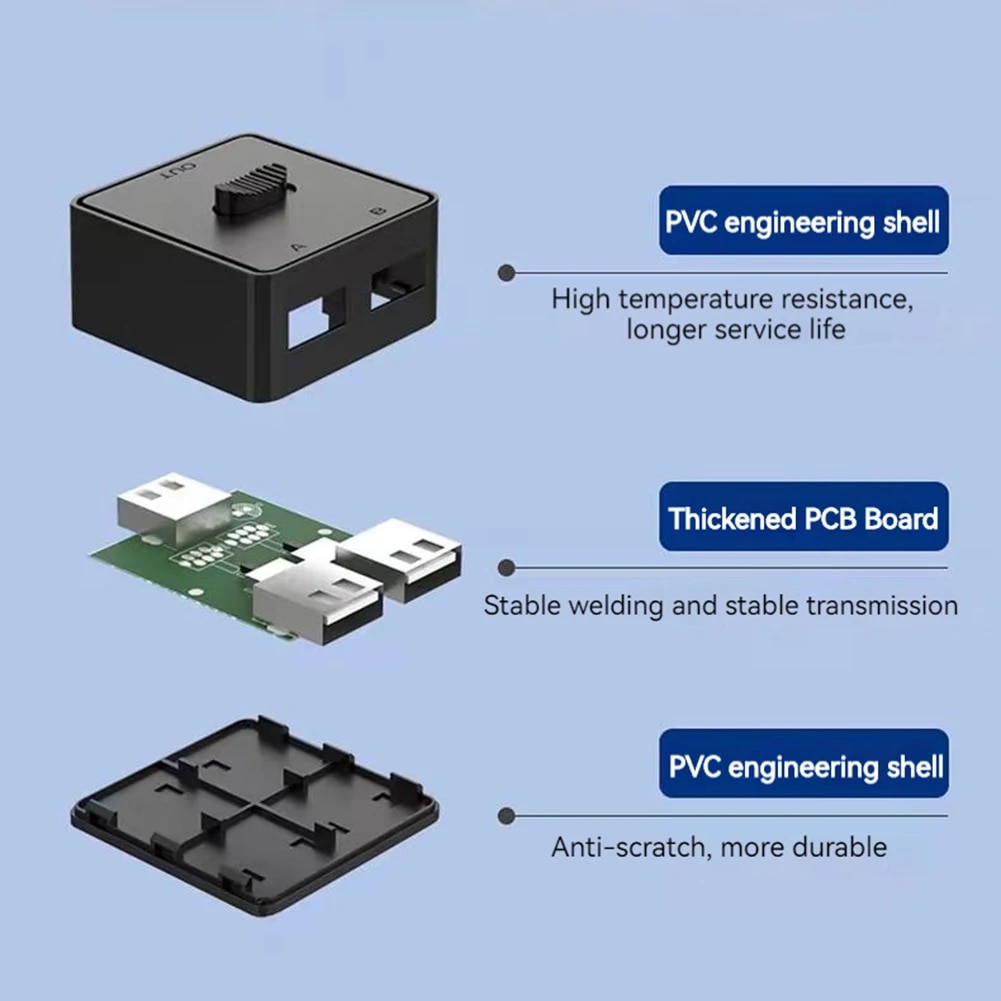 USB Switch 5Gbps KVM USB HUB 2 in 1 Out 1 in 2 Out USB 2.0 Switcher Selector USB 3.0 Two-Way Sharer for Printer Keyboard Mouse. 