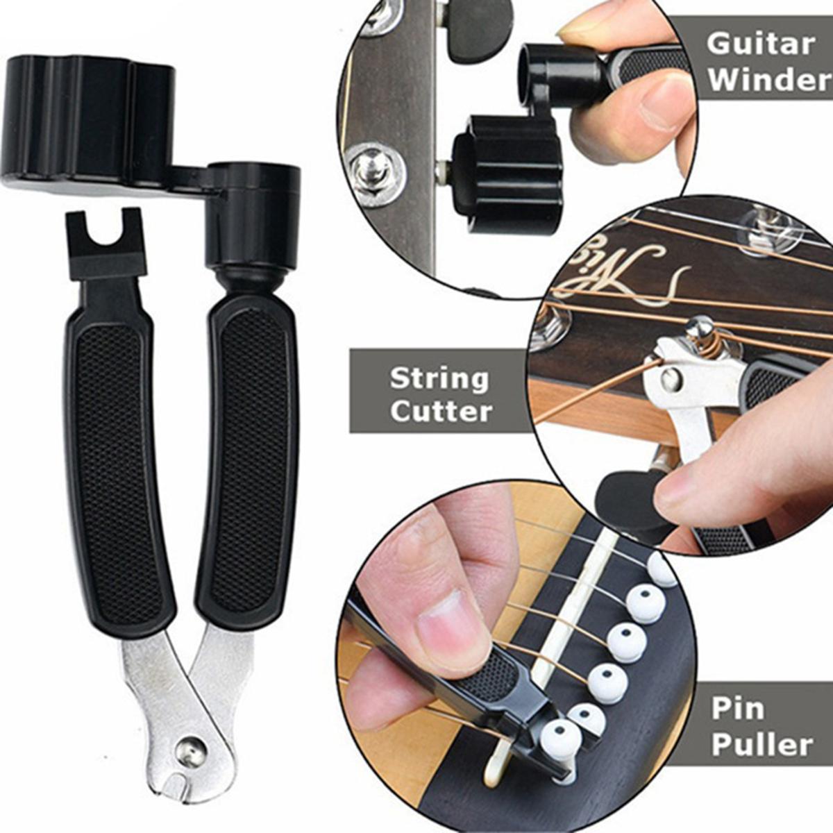 Guitar String Winder Bridge Remover Pin Puller String Cutter Multifunctional Guitar Tuning Tool Bass Guitar Accessories