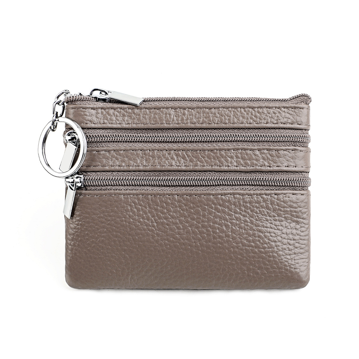Wholesale Large Capacity Coin Purse Mini Leather Coin Bag Slim Zipper Key Bag Top Layer Cowhide Wallet