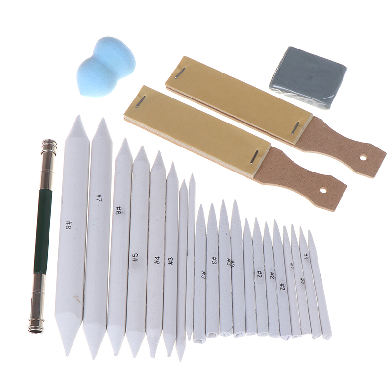 25Pcs Sharpen Blending Smudge Stick Erasable Pencil Set Art Sketch Tool. 