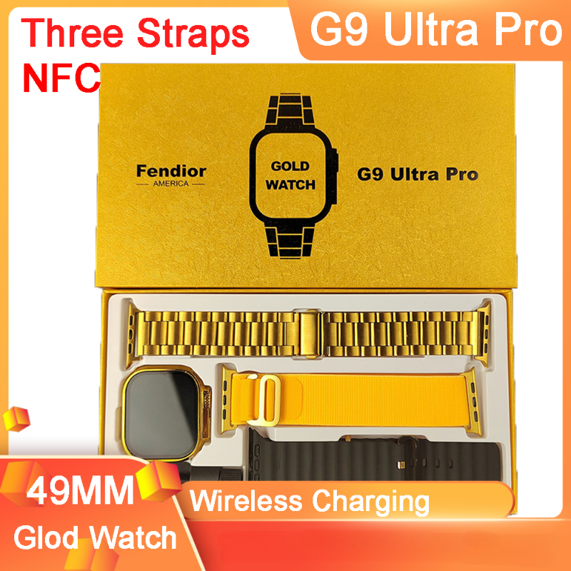 New G9 Ultra Pro Gold Smart Watch Ultra Series 8 NFC Bluetooth Call Men Smartwatch 2023 Watch Ultra Wireless Charging for ios Android