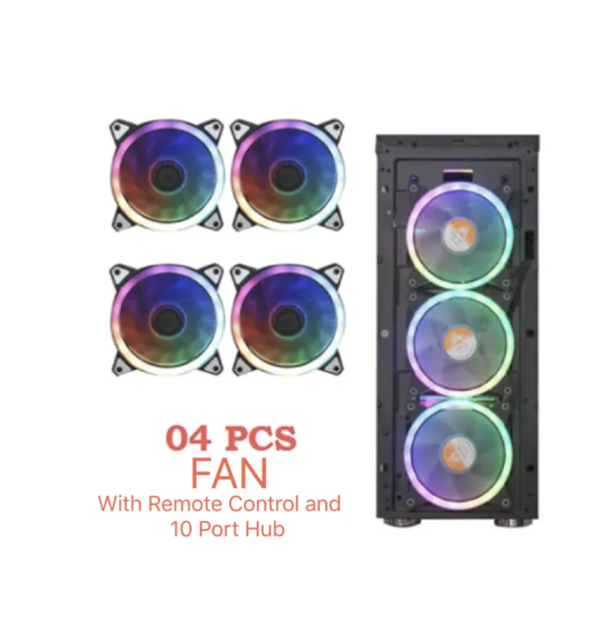 HXHF HF200 6in1 And 5in1 RGB Case Cooling Fan With Remote Control And 10 Ports Hub 120Mm Fan For Cooling The System With Stylish RGB Computer Components Fans & Heatsinks Cooling Fans. 