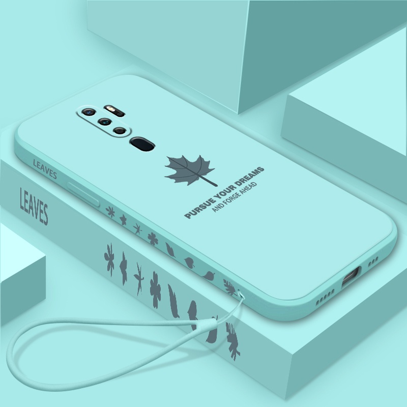 Read stock for Case OPPO F11 PRO A53 F9 F11 A7 A5S A12 A15 A15S A72 5G A73 5G 5G F15 A7X A9 A9X Style Maple Leaf Simple Side Liquid Silicone All-Inclusive Frosted Phone Case With Exquisite lanyard oYB7. 