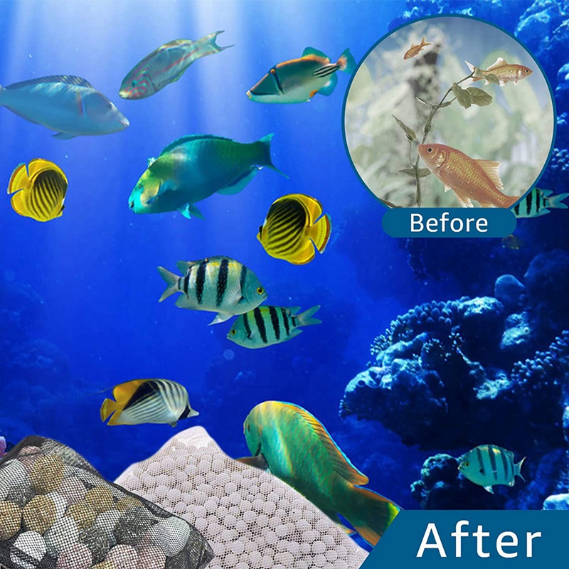 16 PCS Aquarium Mesh Media Filter Bags, Nylon Media Filter Mesh Bags with Zipper (for Particulate Carbon), Bio Balls.
