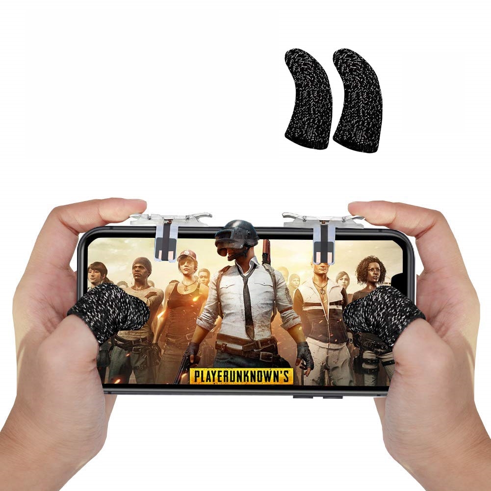 PUBG Mobile Gaming 1 Pair Breathable Mobile Finger Sleeve Press Trigger Game Controller Sweatproof Gloves. 
