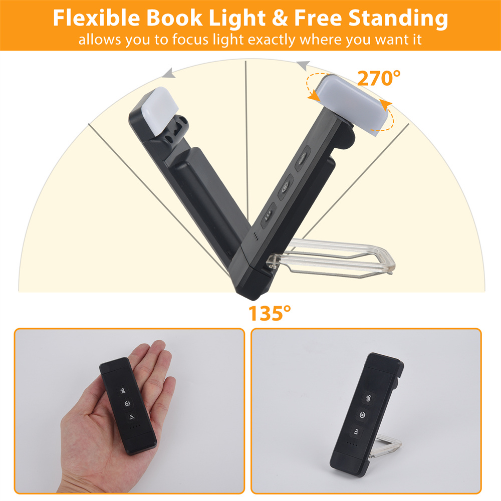 Clip-on Bookmark Book Light With Timer USB Rechargeable Reading Light Mini Led Read Light Portable Bedside Desk Light Read Lamp. 