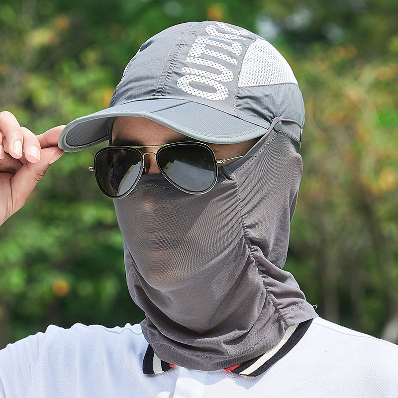 Shade hat men's summer outdoor mountaineering fishing sun hat thin foldable baseball cap women's face covering sun hat