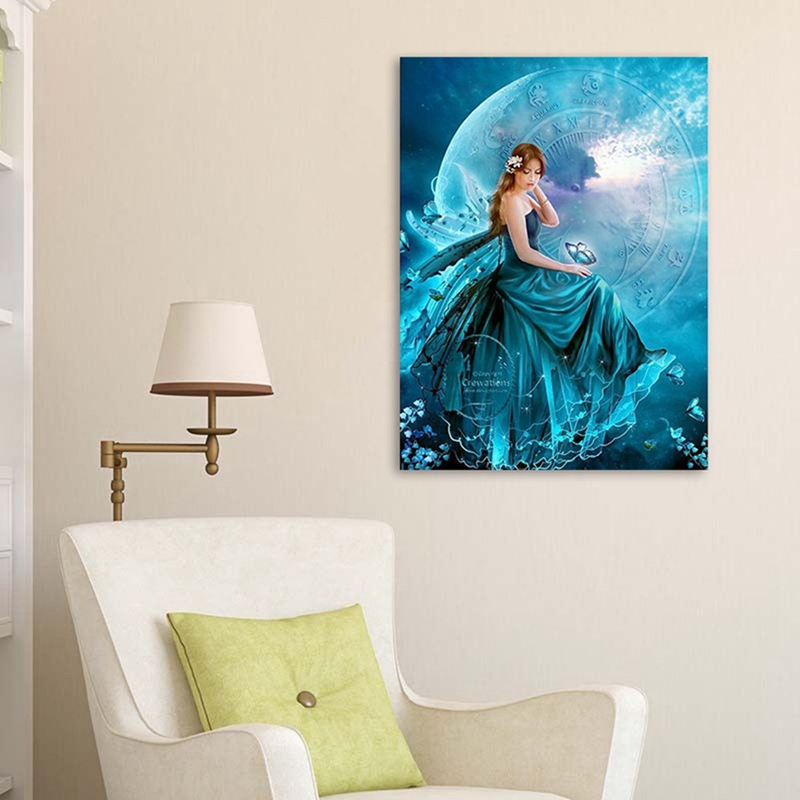 5D DIY Diamond Painting kit Rhinestone Crystals Kit (Lake Blue)