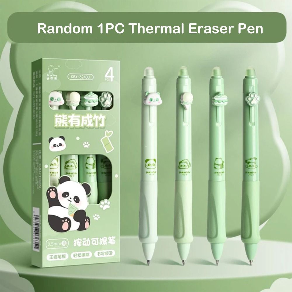 1PC Creative Aesthetic Thermal Eraser Pen Black Blue Ink Cartoon Erasable Gel Pen Cute 0.5mm Neutral Pen Office Supply