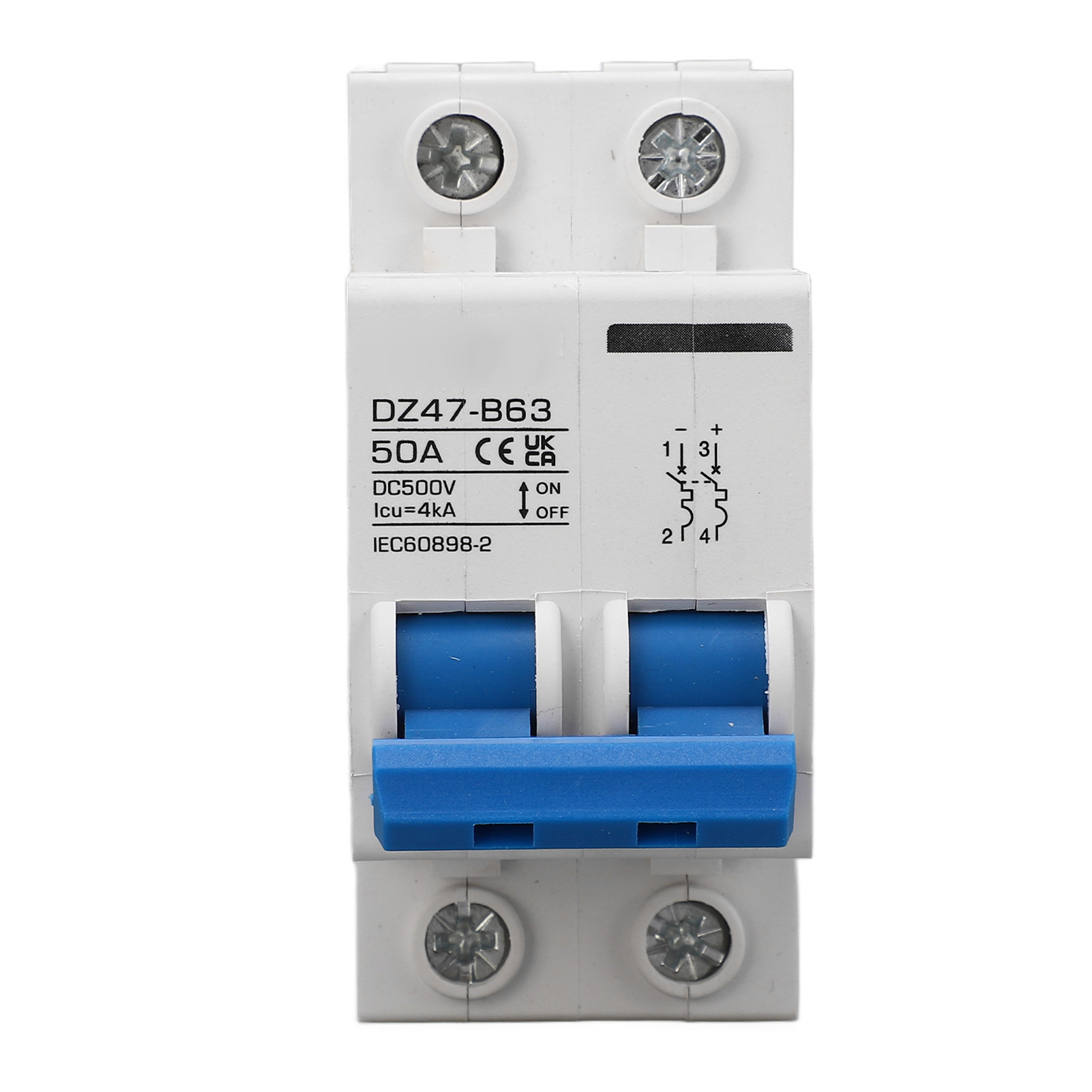 2P Circuit Breaker, Short Circuit Protection Switch DC 500V 50A Multifunctional for Ship Power System. 