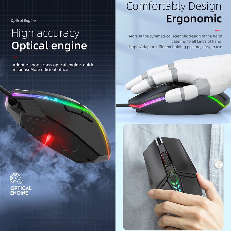 S700 Colorful Light USB Wired Office Gaming Mouse. 